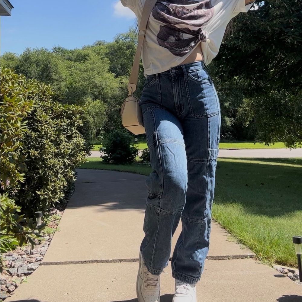 Women's Blue Cargo Jeans